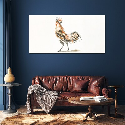 Rooster on the move Glass Print
