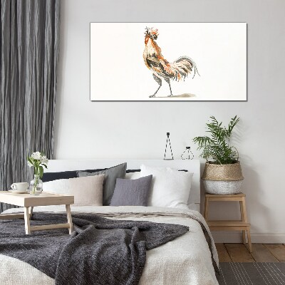 Rooster on the move Glass Print