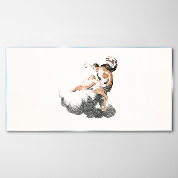 Figure on a cloud Glass Print