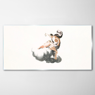 Figure on a cloud Glass Print
