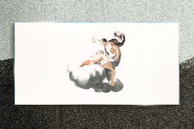 Figure on a cloud Glass Print