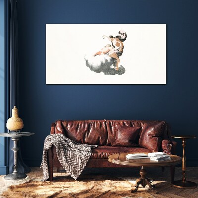 Figure on a cloud Glass Print