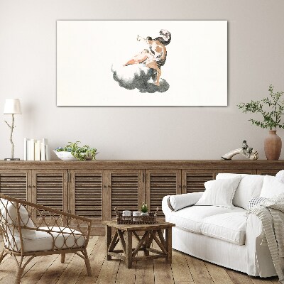 Figure on a cloud Glass Print