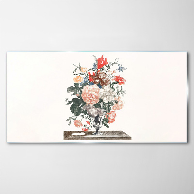 Floral arrangement in a vase Glass Print