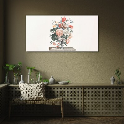 Floral arrangement in a vase Glass Print