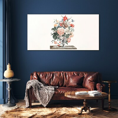 Floral arrangement in a vase Glass Print
