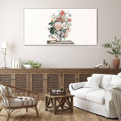 Floral arrangement in a vase Glass Print