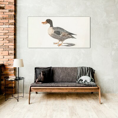 Duck in naturalistic style Glass Print