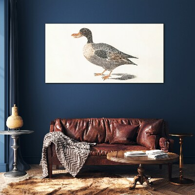 Duck in naturalistic style Glass Print