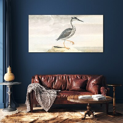 A migratory bird against the backdrop of nature Glass Print