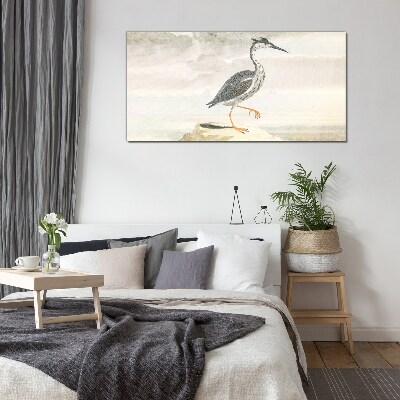 A migratory bird against the backdrop of nature Glass Print