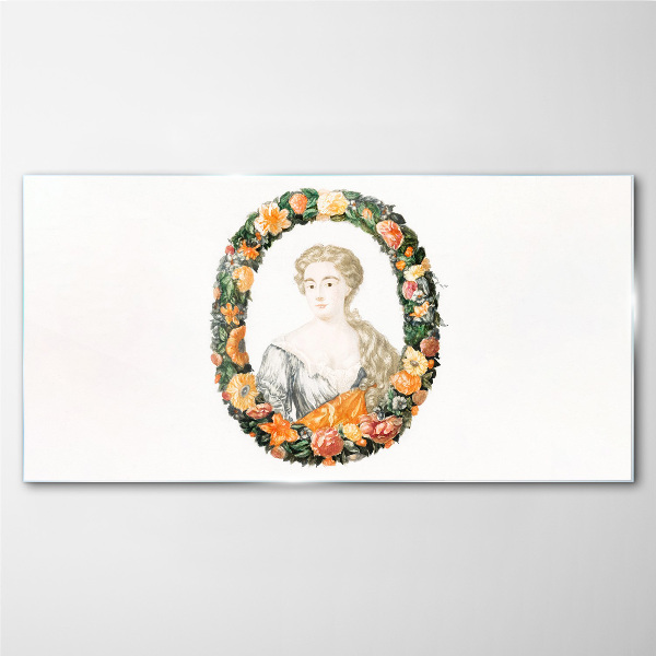 Portrait in a flower frame Glass Print