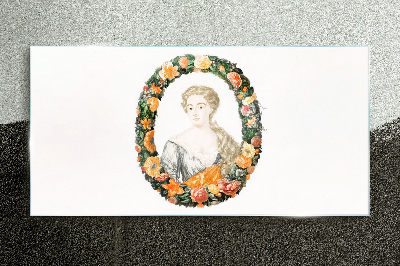 Portrait in a flower frame Glass Print