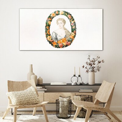 Portrait in a flower frame Glass Print