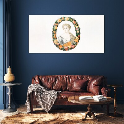 Portrait in a flower frame Glass Print
