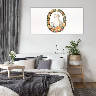 Portrait in a flower frame Glass Print