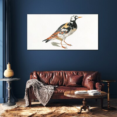Bird on a white background Glass Print