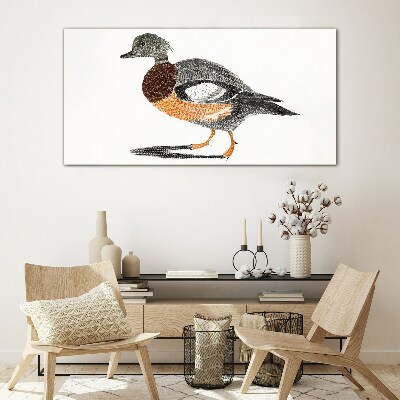 Drawing animal bird Glass Print