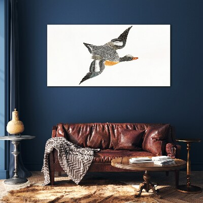 Flying goose in the colors of nature Glass Print