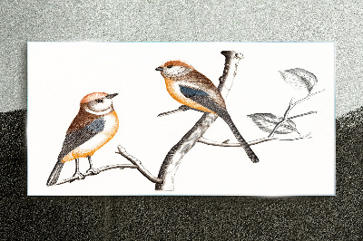 Birds on a branch Glass Print