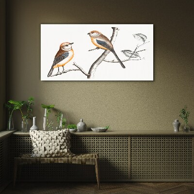 Birds on a branch Glass Print