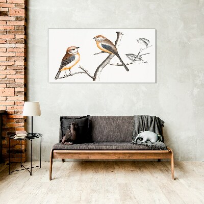 Birds on a branch Glass Print