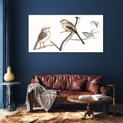 Birds on a branch Glass Print