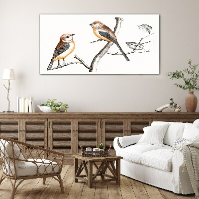 Birds on a branch Glass Print