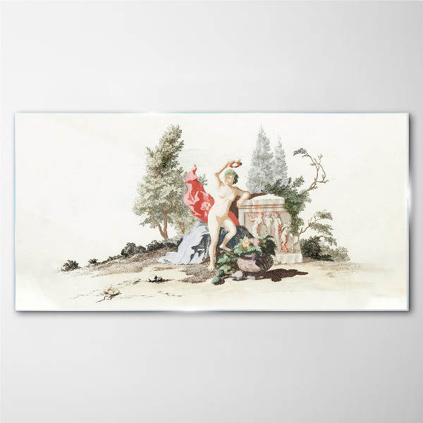 Mythological scene with fruit Glass Print