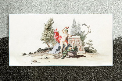 Mythological scene with fruit Glass Print