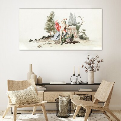 Mythological scene with fruit Glass Print