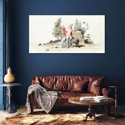 Mythological scene with fruit Glass Print