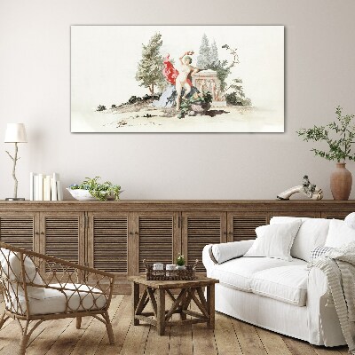 Mythological scene with fruit Glass Print