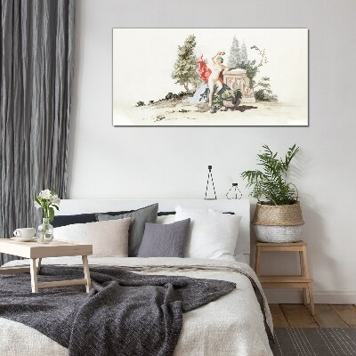Mythological scene with fruit Glass Print