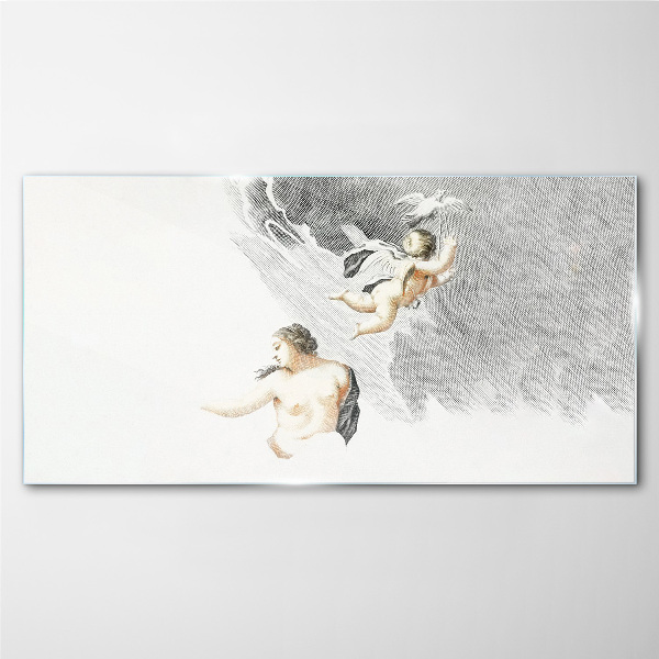 Angels in the clouds Glass Print