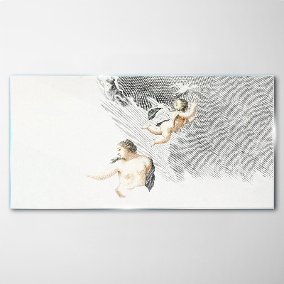 Angels in the clouds Glass Print