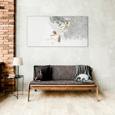 Angels in the clouds Glass Print