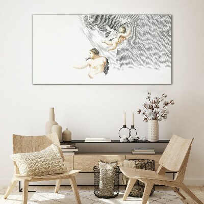 Angels in the clouds Glass Print