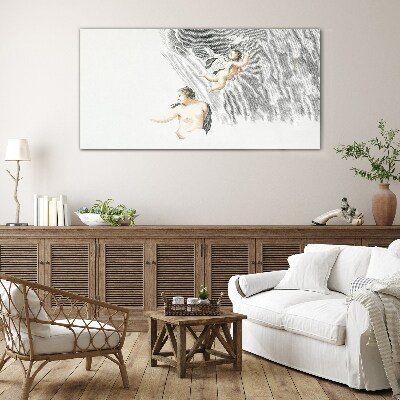 Angels in the clouds Glass Print