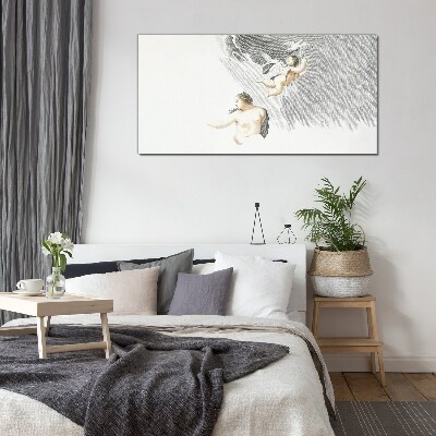Angels in the clouds Glass Print