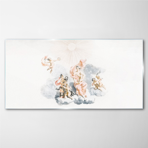 Angels in the clouds Glass Print