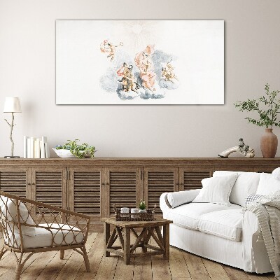 Angels in the clouds Glass Print