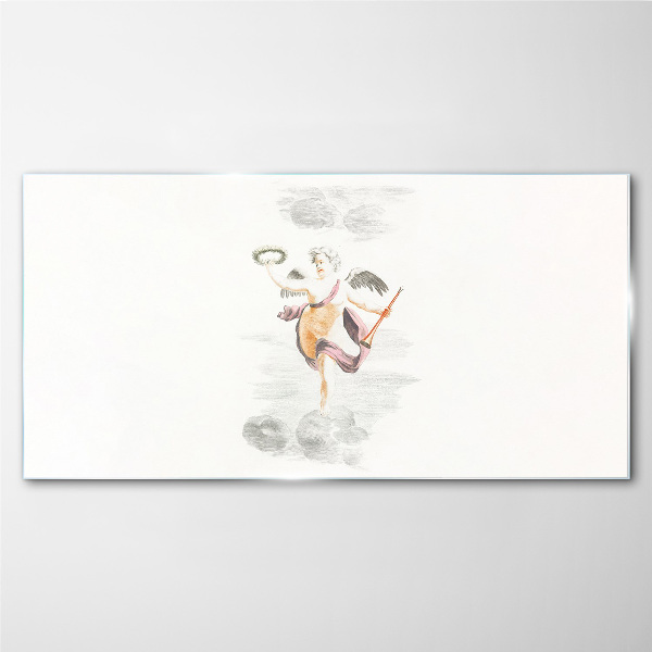 Angel with a wreath Glass Print