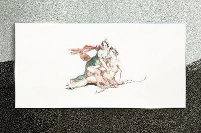 Mythological scene with female figures Glass Print