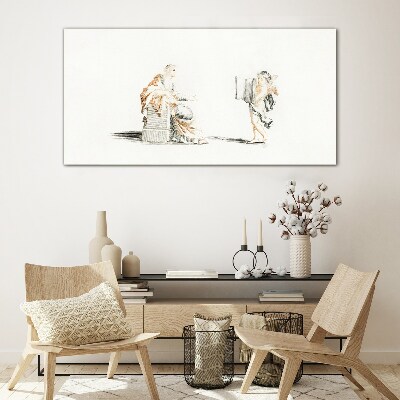 Dialogue between wise men Glass Print