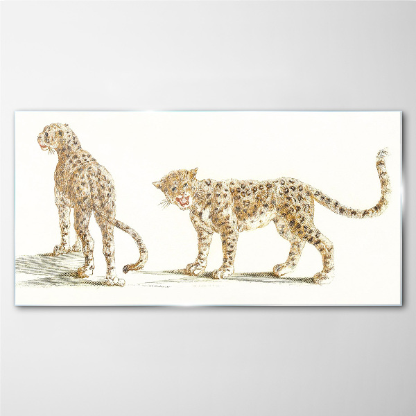 Leopards on the move Glass Print