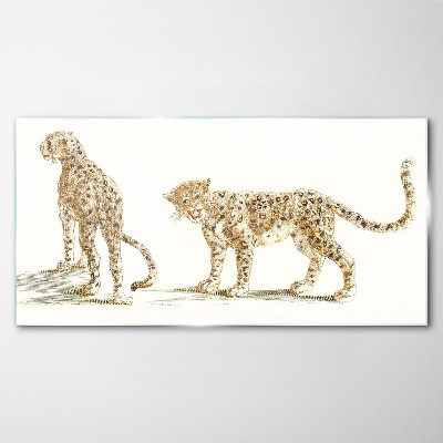 Leopards on the move Glass Print