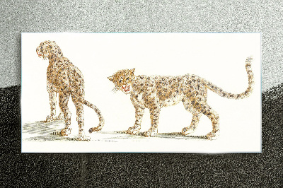Leopards on the move Glass Print