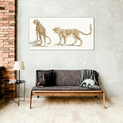 Leopards on the move Glass Print