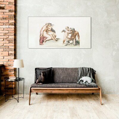 A mythological meeting in the glow of love Glass Print